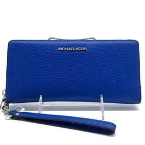 Michael Kors Jet Set Travel Large Leather Continental Wallet Galaxy Blue